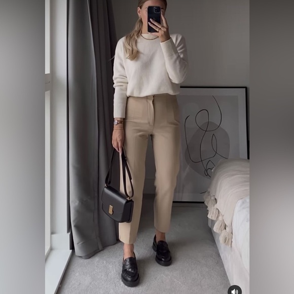 H&M formal pants•Size:Small/UK 6•Fabric:polyester•colour:light beige - Picture 7 of 8